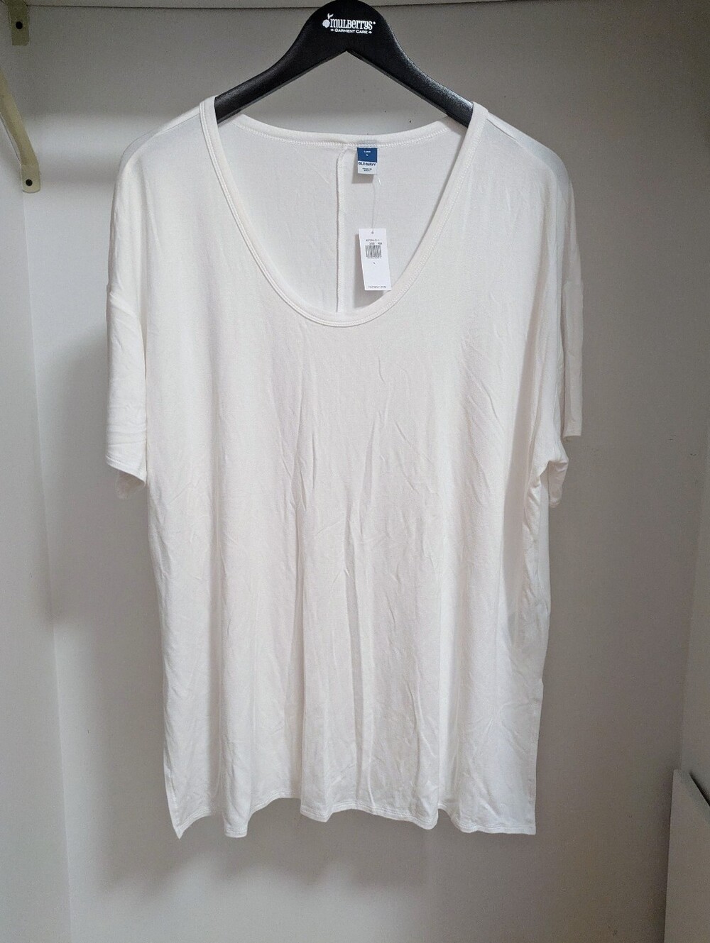 NWT Old Navy Luxe Women’s white crewneck short sleeve shirt size large